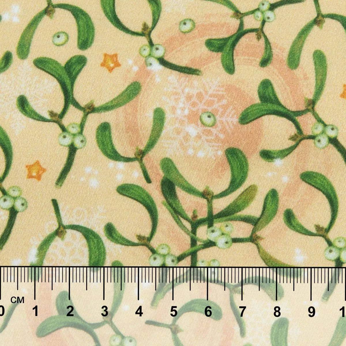 Ткань хлопковая НОВОГОДНЯЯ СКАЗКА 50*50см цв.НС-13 бежевый для кукол | 2