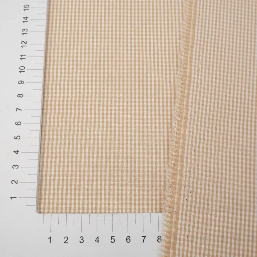 Ткань хлопковая сорочечная (Пестрядь) Микроклетка цв.бежевый 50*50см 28134 для кукол | 2