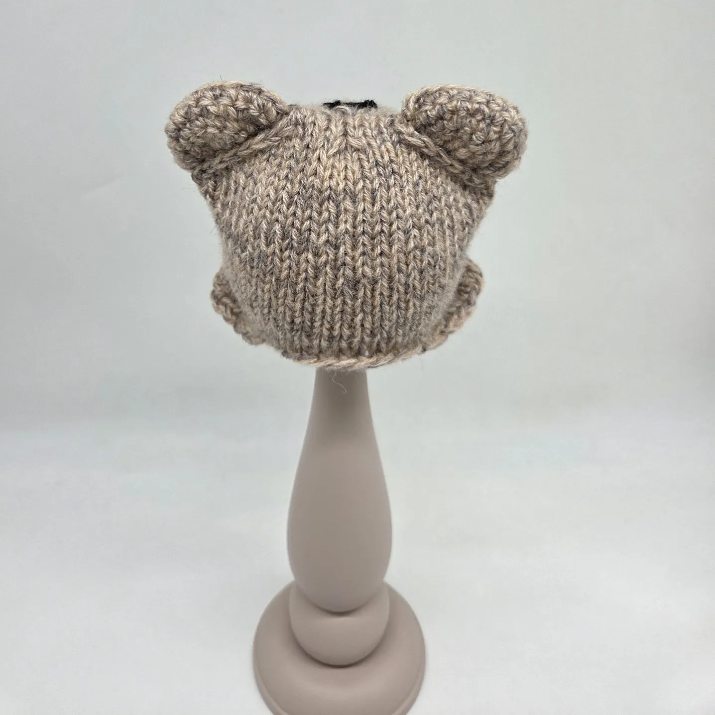 Шапочка-мишка ША-50 цв.бежевый/серый меланж (01), обхват 27см для кукол | 5