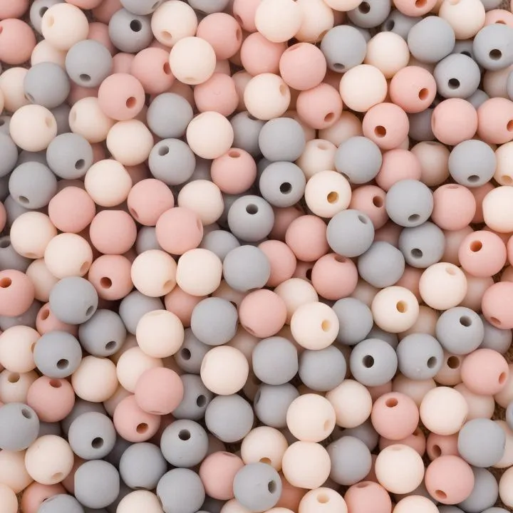 Бусины пластиковые матовые, круглые d-6мм, 50гр. цв.00002 бежево-серый 7748416 для кукол