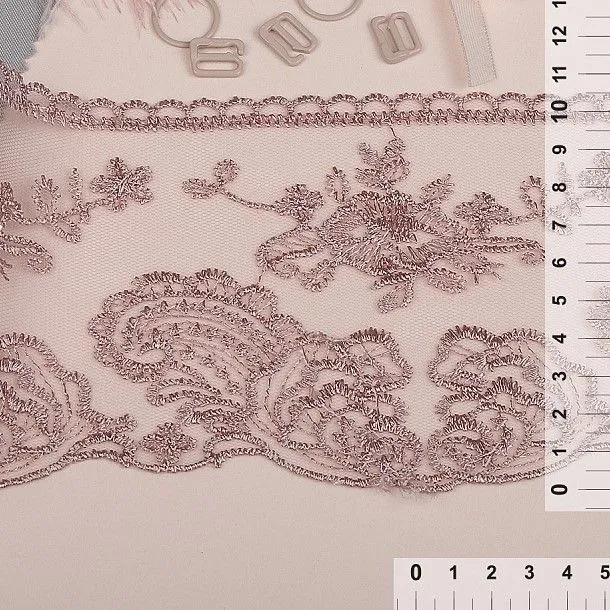 Кружево на сетке TBY.BL.40467 шир.105мм цв.6615 розовая пудра для кукол