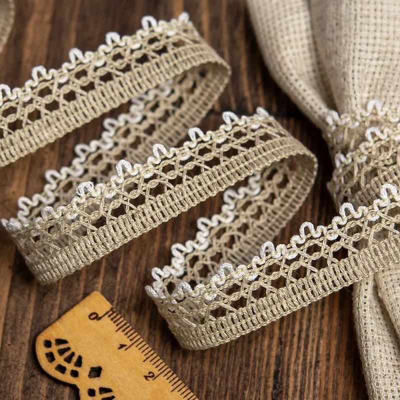 Кружево вязаное шир.19мм 1метр цв.лен с белым Т.В.60003 (201) для кукол | 1