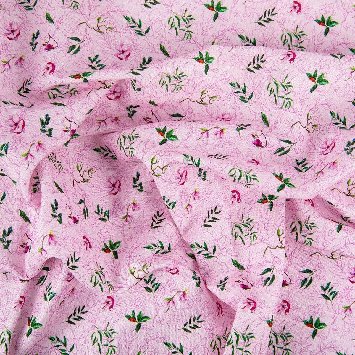 Ткань хлопковая PEPPY ПРЕКРАСНЫЕ МАГНОЛИИ 50*55см цв.ПМ-02 бл. розовый для кукол | 3