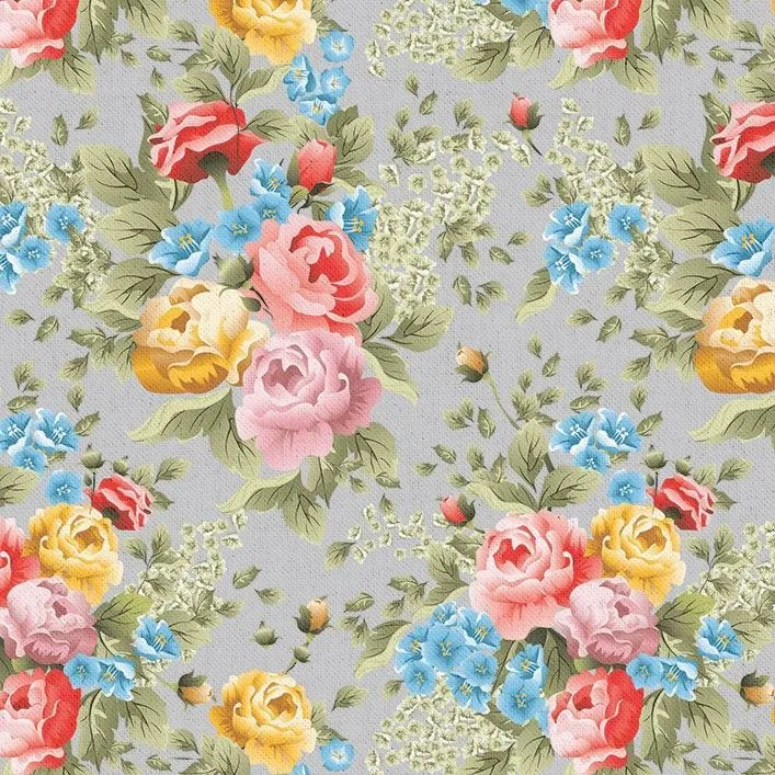 Ткань хлопковая PEPPY ВЕРСАЛЬСКИЕ САДЫ 50*55см цв.серый ВС-07 для кукол