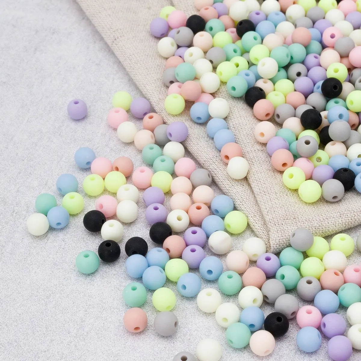 Бусины пластиковые матовые, круглые d-6мм, 50гр. цв.микс 7748416 для кукол | 5