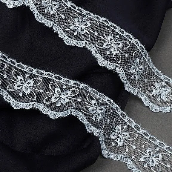 Кружево на сетке TR.2106 шир.35мм цв.06 голубой для кукол