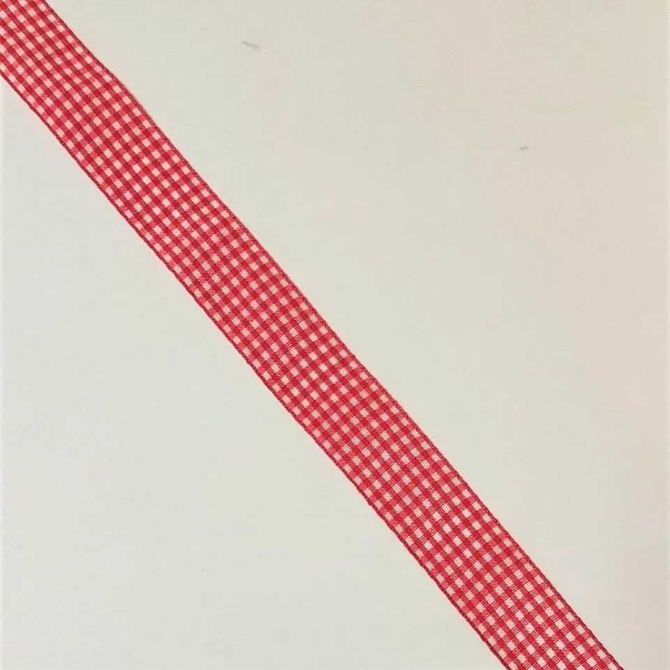 Тесьма декоративная красная клетка  25мм цв.01 ТВУ-250-2 для кукол | 1