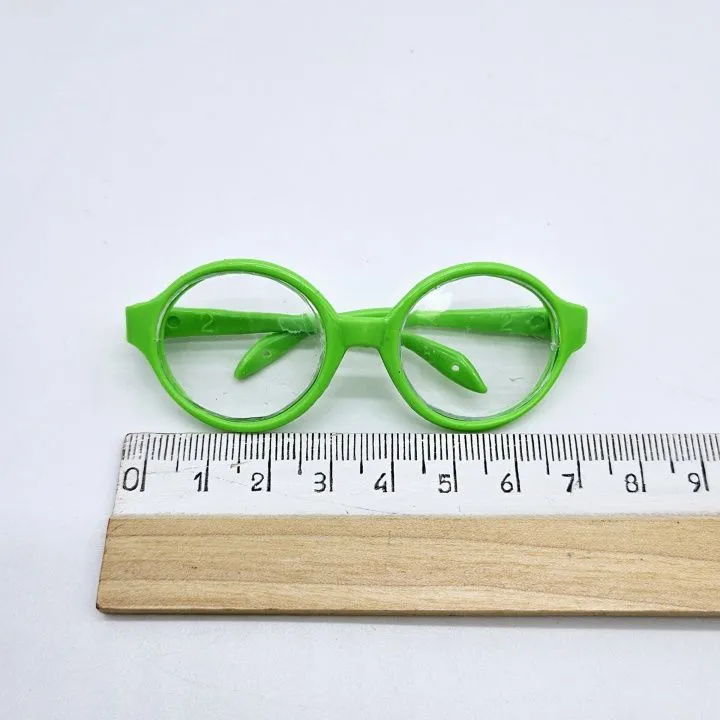 Очки со стеклом пластик 8см цв.салатовый/прозрачный 231-05 для кукол