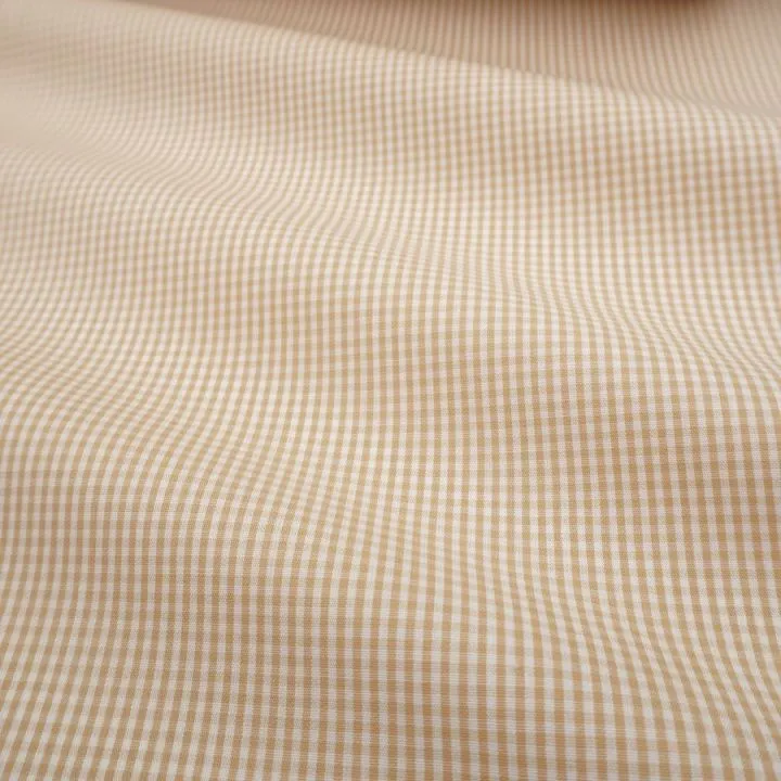 Ткань хлопковая сорочечная (Пестрядь) Микроклетка цв.бежевый 50*50см 28134 для кукол