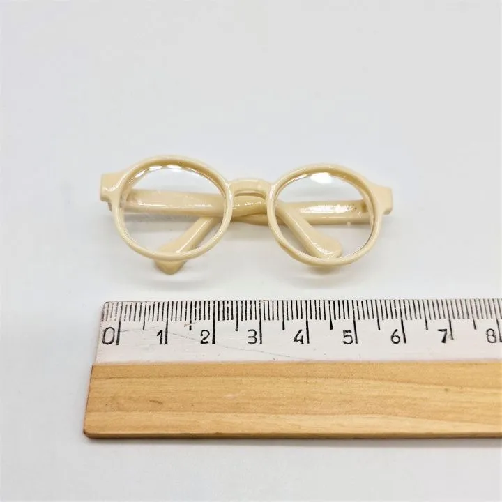 Очки со стеклом пластик 6,5см цв.бежевый 243-13 для кукол