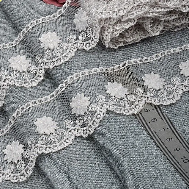 Кружево на сетке TBY.ZX-3 шир.50мм цв.5 св.серый для кукол