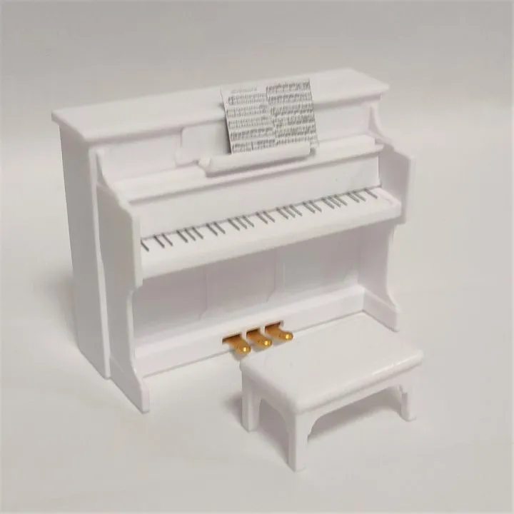 Пианино с банкеткой 9*7*4см цв.белый для кукол