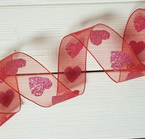 Тесьма Сердечки 40мм цв.красный (007) 1м для кукол | 1