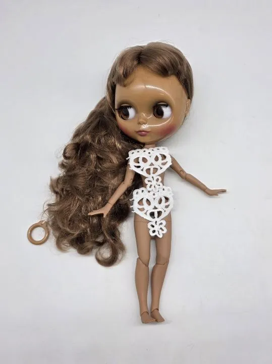 Блайз Blythe 30см цв.тёмный, волосы молочный шоколад БЕЗ ОДЕЖДЫ для кукол