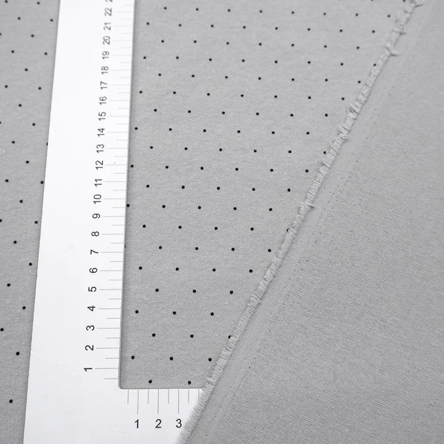 Теплый хлопок Горох чёрный (1,5мм) цв.св.серый 48*50cм 28001 для кукол | 1