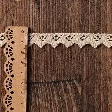 Кружево вязаное шир.15мм 1метр цв.01 натуральный TBY.5604 для кукол | 1