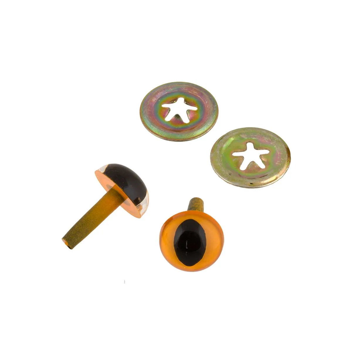 Глаза живые с кошачьим зрачком с фиксатором d-9мм цв.оранжевый 2шт. CAE- 9 для кукол | 1