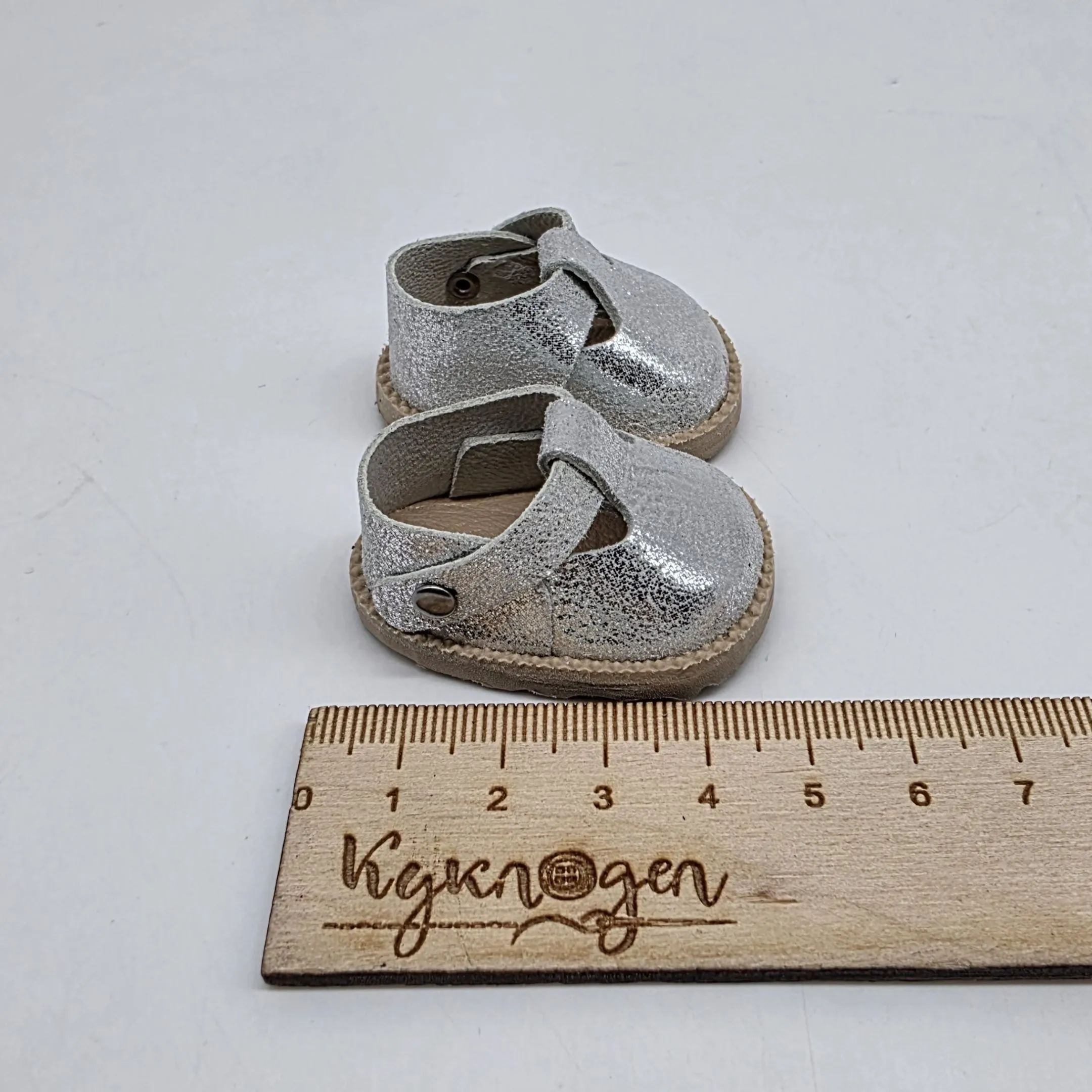 Туфли-сандалии Т-158 для МиниМии натур.кожа цв.серебро (01) 4,7см для кукол | 1