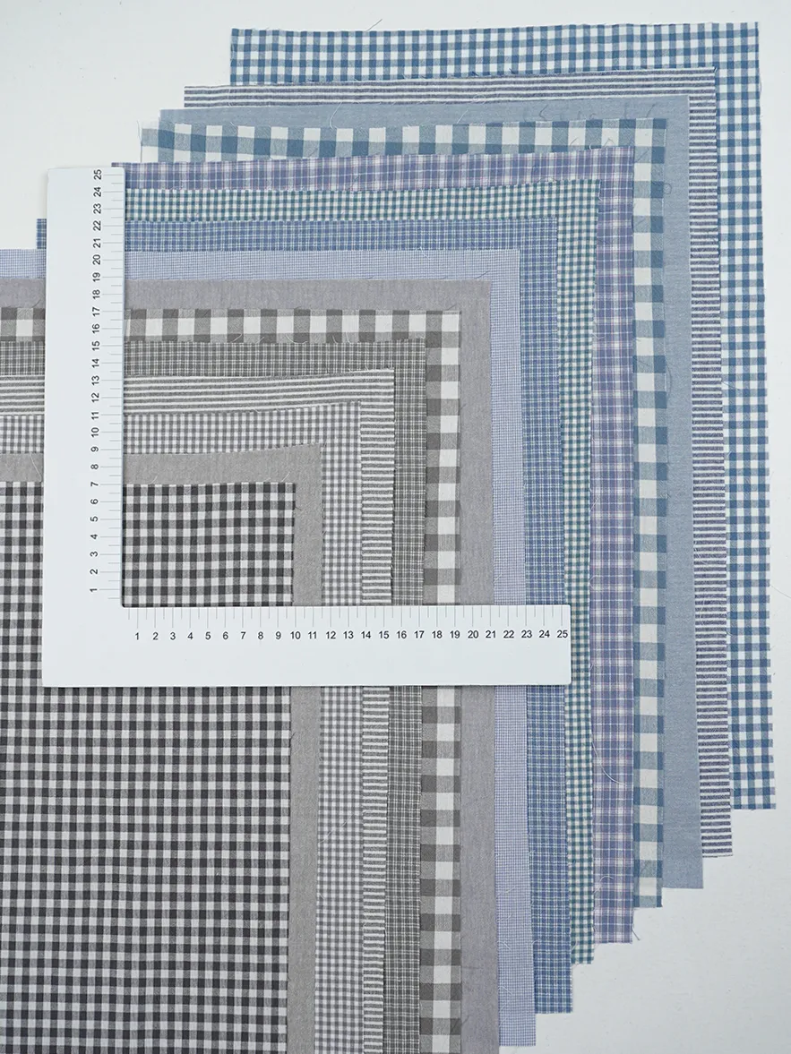 Набор ткани Вареный хлопок "Клетка-Полоска" 45*30см 12шт. 27793 для кукол | 1