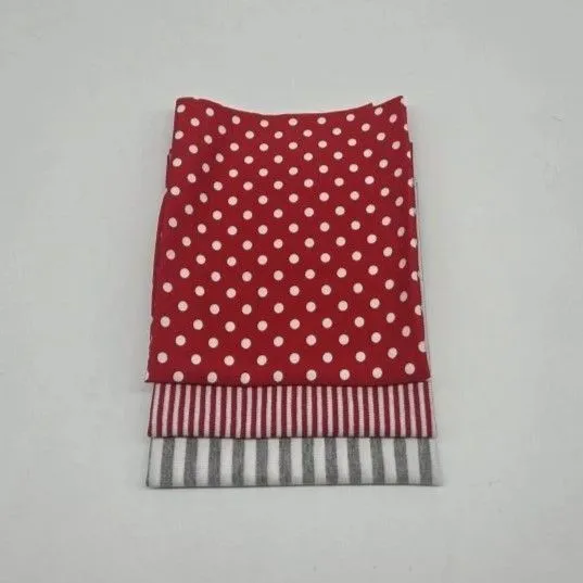 Набор Трикотаж Полоска/Горох (3 шт.) цв.красный/серый 30*40см 28086 для кукол | 2