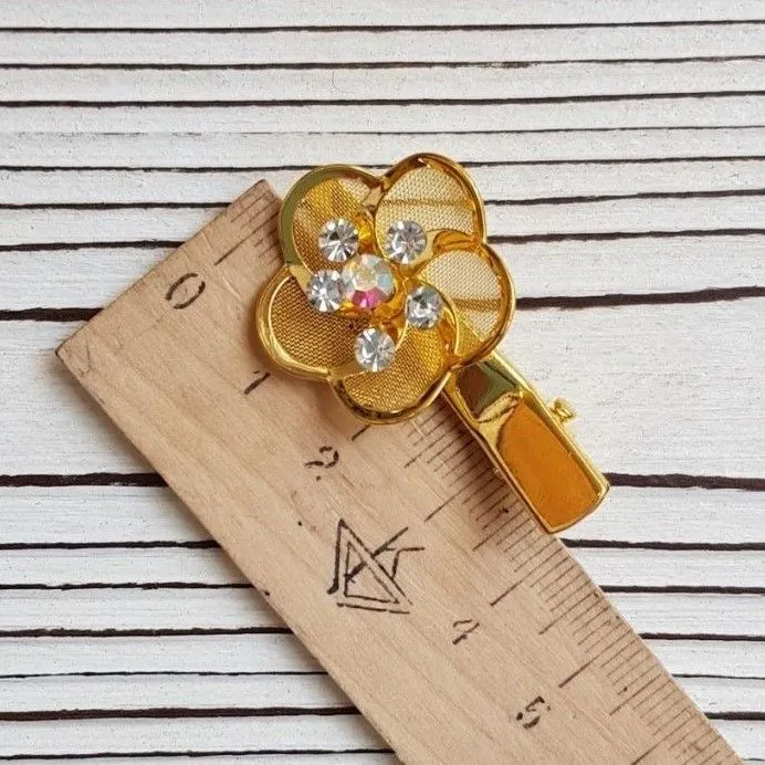 Заколка Цветочек цв.золото 4см ЗК-004 для кукол | 1