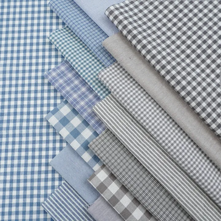 Набор ткани Вареный хлопок "Клетка-Полоска" 45*30см 12шт. 27793 для кукол