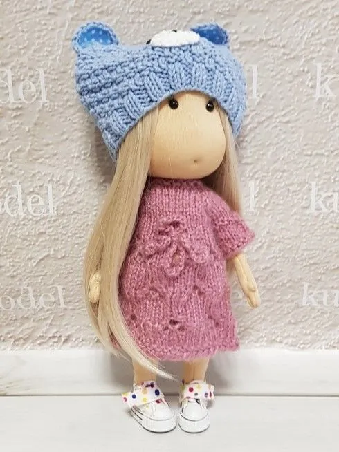 Шапочка мишка  Ш-42 бирюза 25 см для кукол