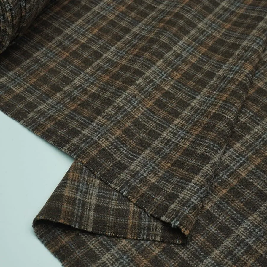 Ткань Шерсть пальтово-костюмная 50*50см цв.клетка "ЛУКОВАЯ ШЕЛУХА. Школа "Ветер в гривах"" Т.Коннэ 27979 для кукол | 1