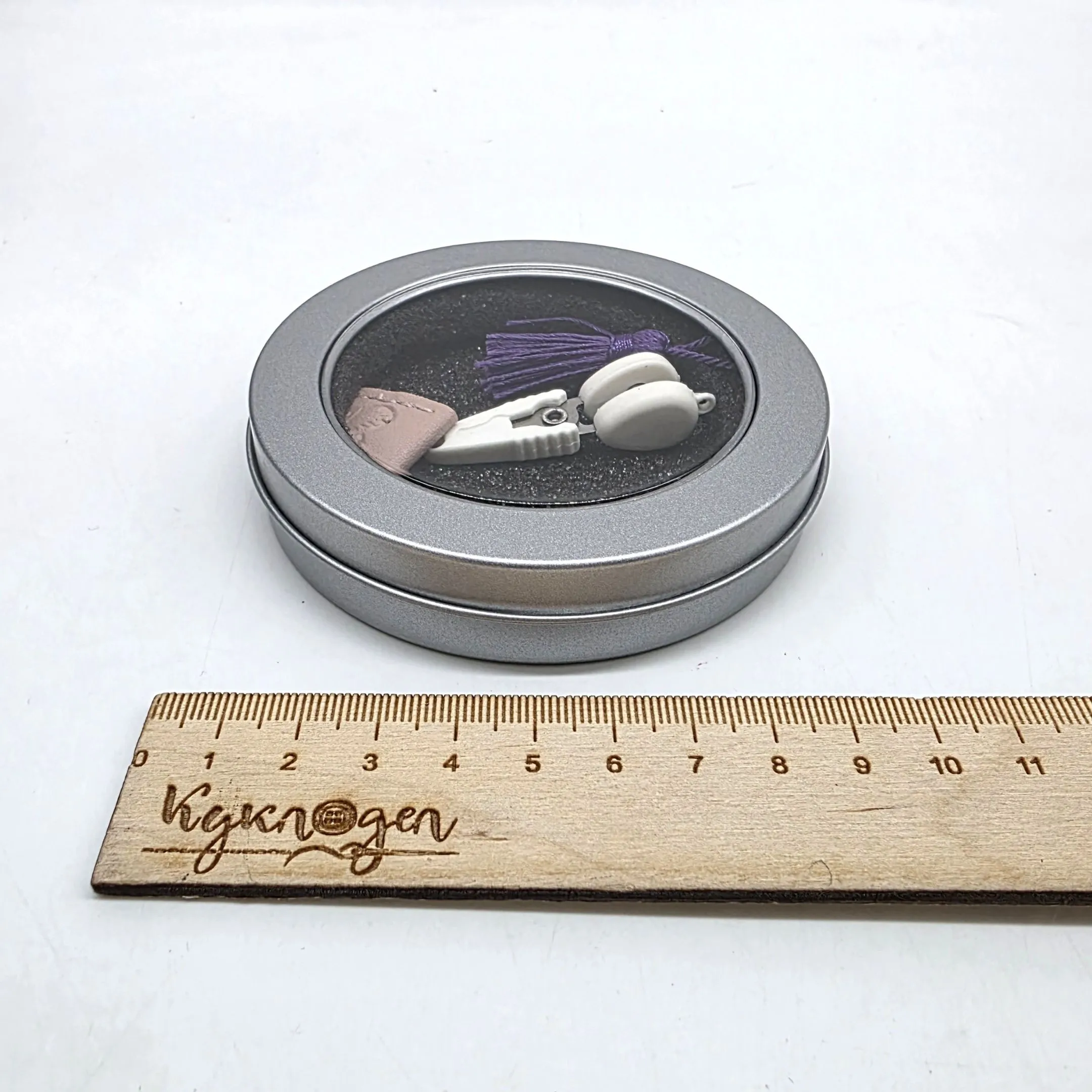 Мини-ножницы 4,5см с чехлом цв.розовый/сиреневый 28015 для кукол | 1