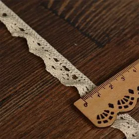 Кружево вязаное на резинке шир.17мм 1метр цв.натуральный (01) TBY-5236.01 для кукол | 1