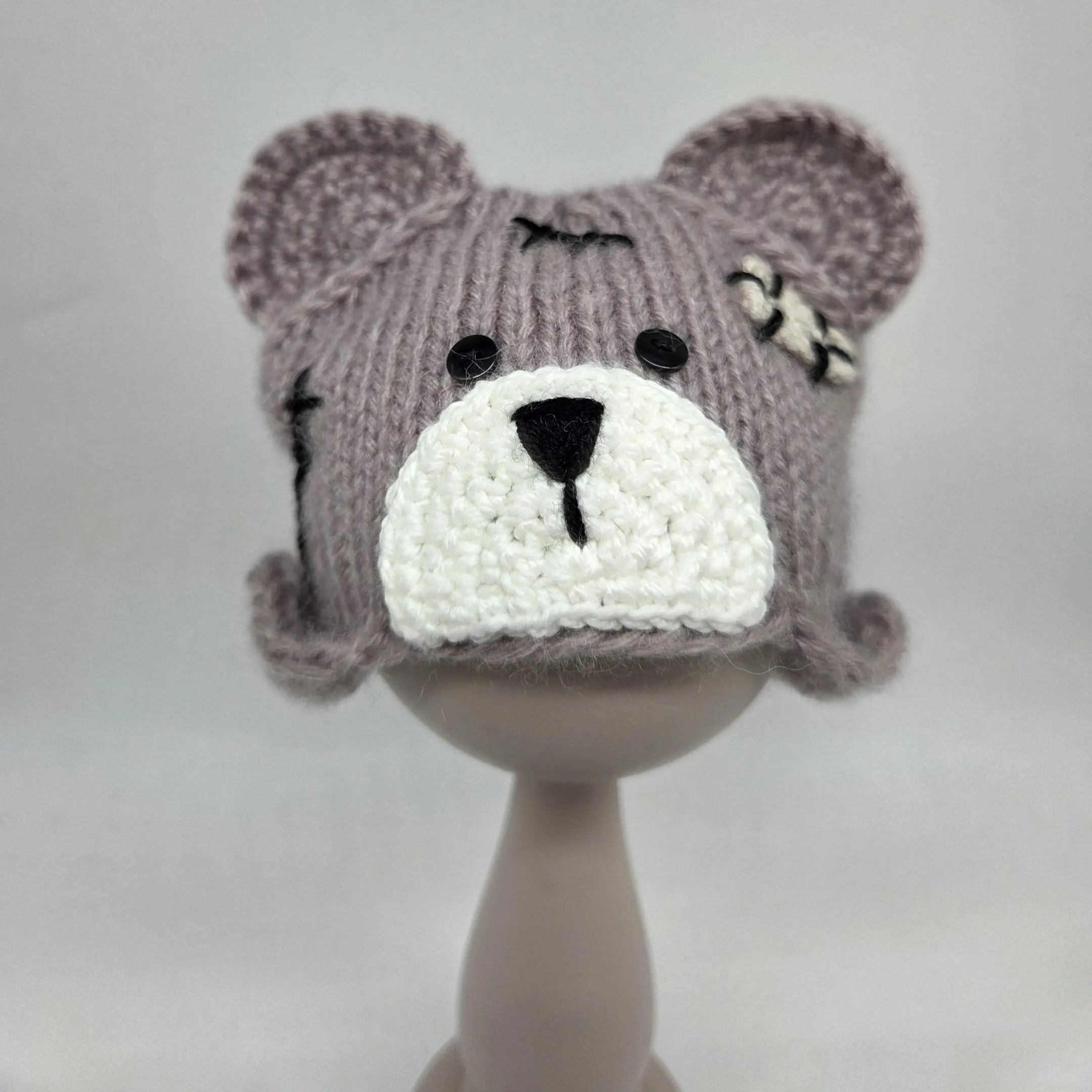 Шапочка-мишка ША-50 цв.лиловый (02), обхват 27см для кукол | 1