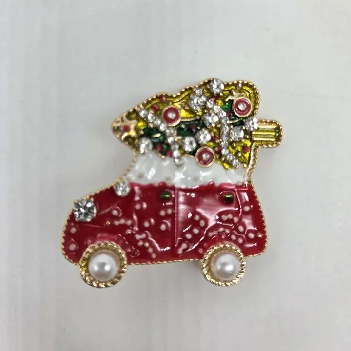 Брошь Машина с ёлкой 3,5*3,5см 27855 для кукол