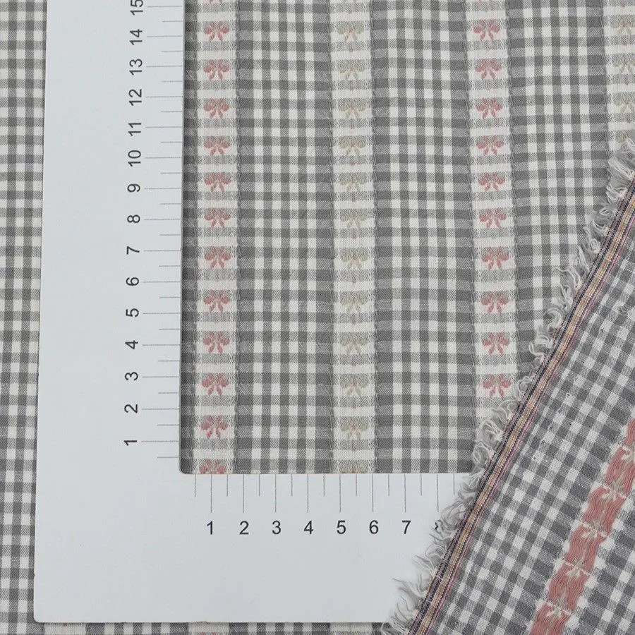 Варёный (стираный) хлопок Клетка-цветочки цв.серый 50*50см 27553 для кукол | 1