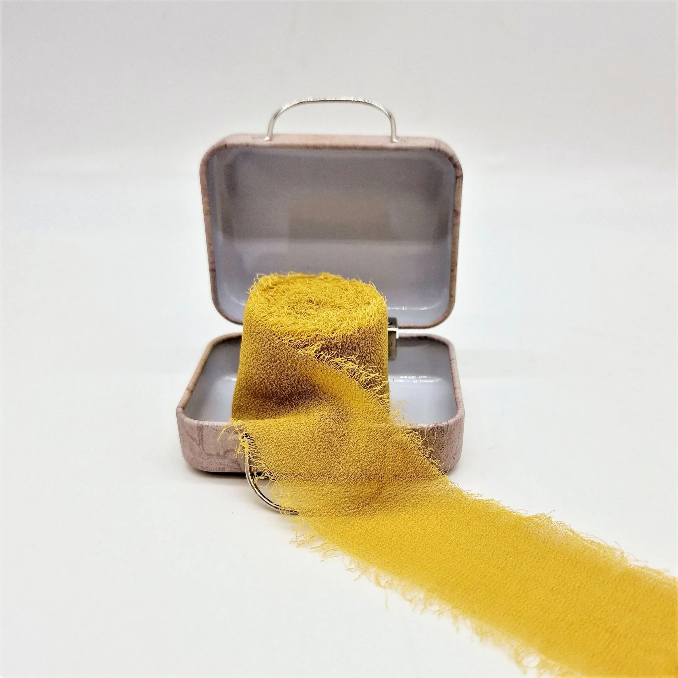 Тесьма шелковая матовая для Тедди 4см 5метров цв.горчица ТД-135 для кукол | 1