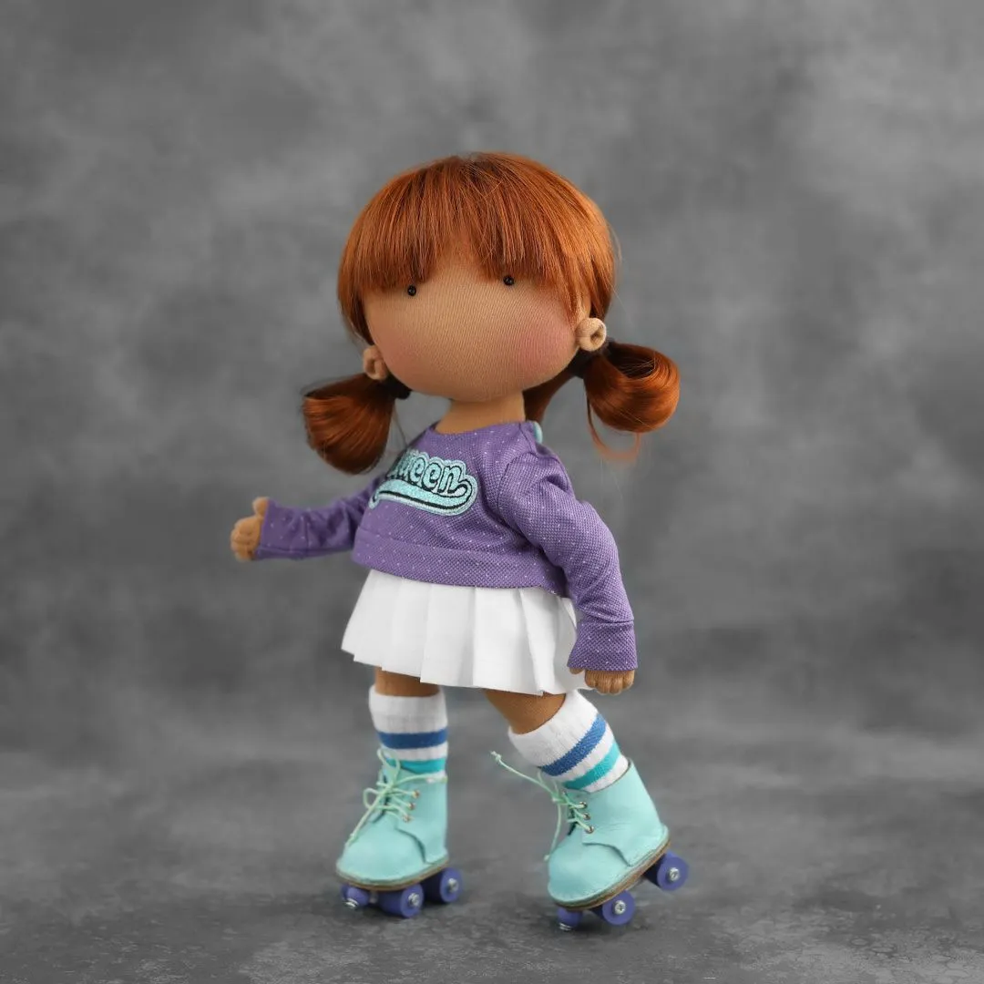 Парик П-101 с челкой цв.рыжий (8W) обхват 27см для куклы Рыжика школа Т. Коннэ для кукол | 1