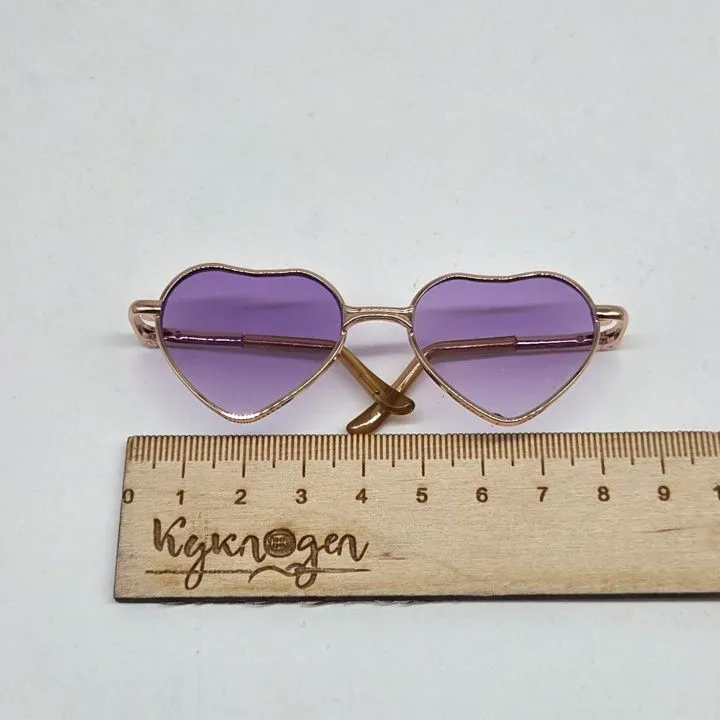 Очки со стеклом Сердце металл 8см цв.сиреневый 253-02 для кукол