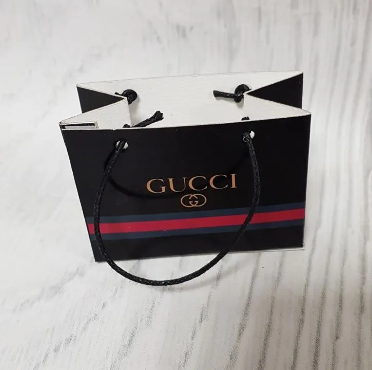 Миниатюрные пакеты с логотипом Gucci черный для кукол | 1