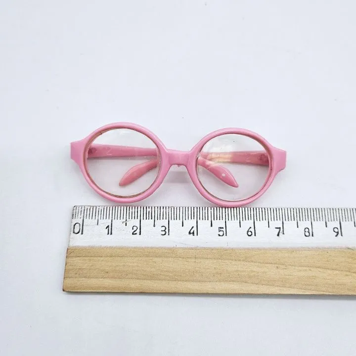 Очки со стеклом пластик 8см цв.розовый/прозрачный 231-03 для кукол