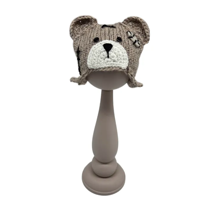 Шапочка-мишка ША-50 цв.бежевый/серый меланж (01), обхват 27см для кукол