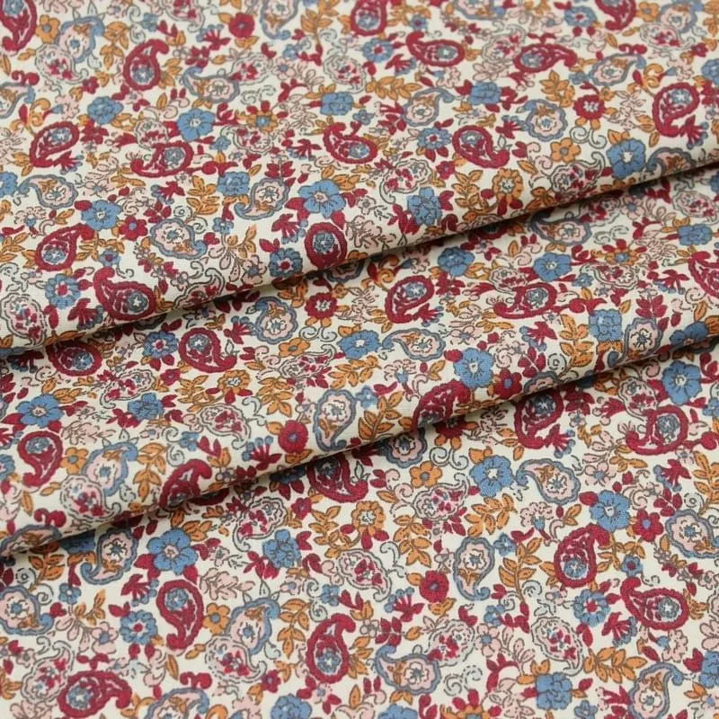 Ткань хлопковая Цветочная капель 50*50см цв.бордовый 28125 для кукол | 1