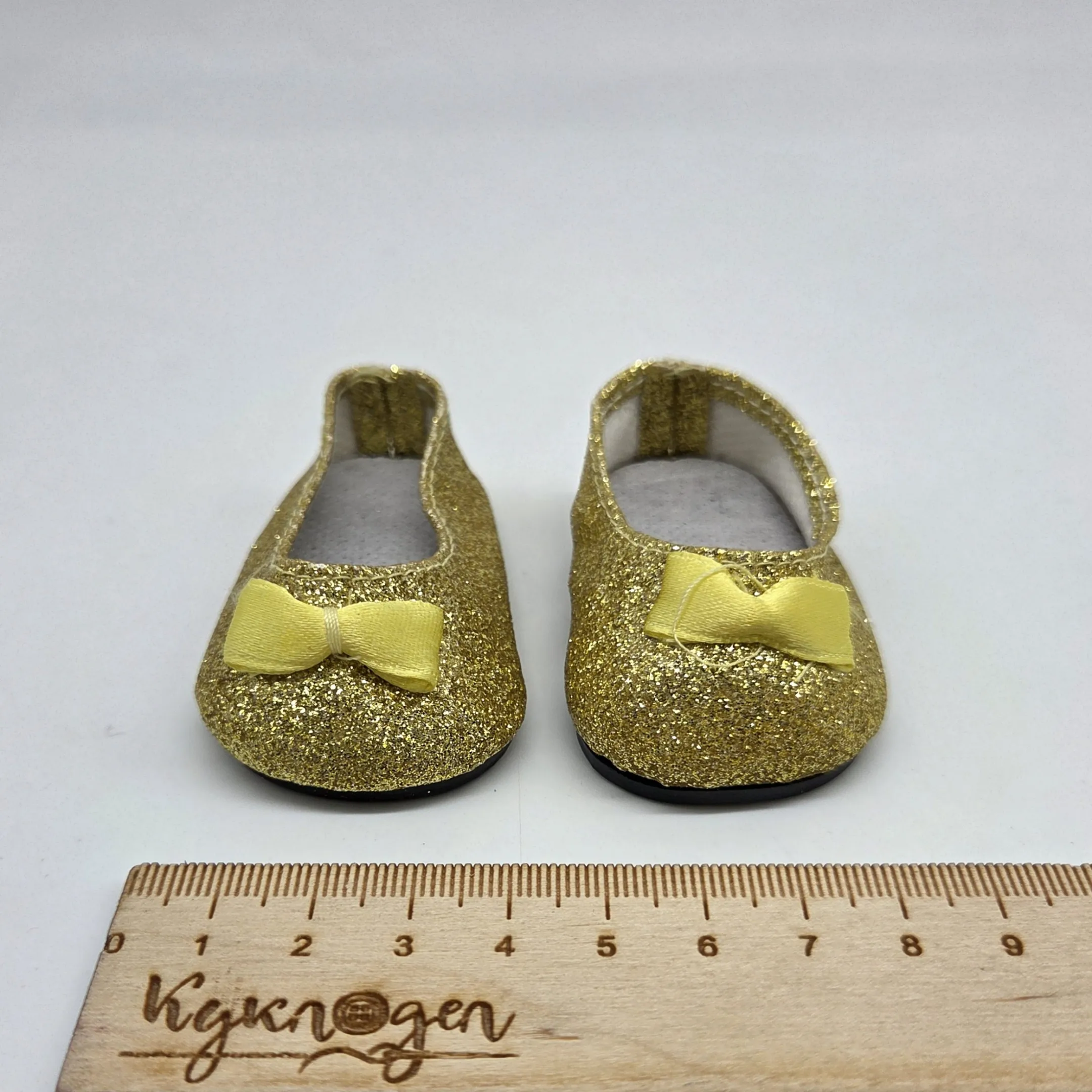 Туфли-балетки с бантиком Т-139 цв.золото 6,8см для кукол | 1
