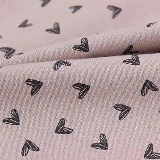 Ткань хлопковая Сердечки цв.бледный серо-лиловый 70*45см 27426 для кукол | 1