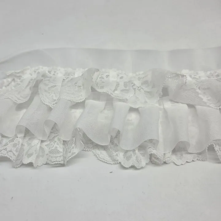 Кружево объёмное многоярусное шир.11см дл.50см цв.белый 27453 для кукол