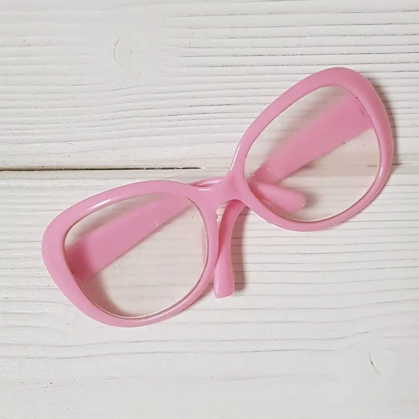 Очки со стеклом, пластик, 8,5 см, цв.св.розовый 26504 для кукол | 1