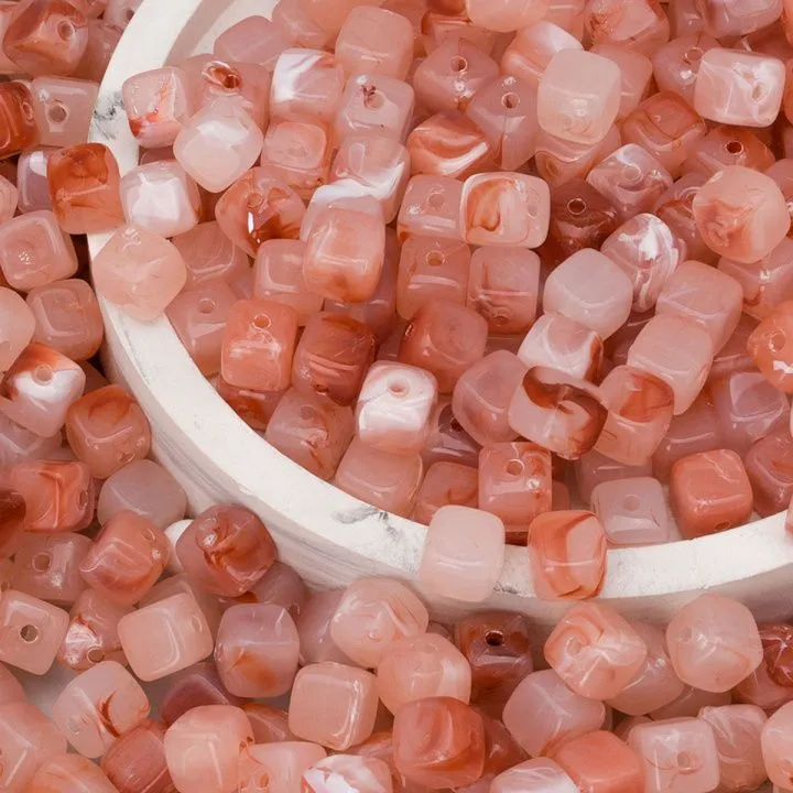 Бусины пластиковые прозрачные, куб 6,5*6,6мм, 50гр. цв.00005 розовый кварц 7748713 для кукол