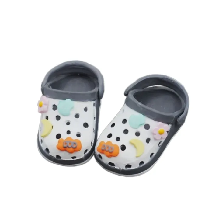 Кроксы 4,3см с джиббитсами (8шт.) цв.серый (08) К-181 для кукол