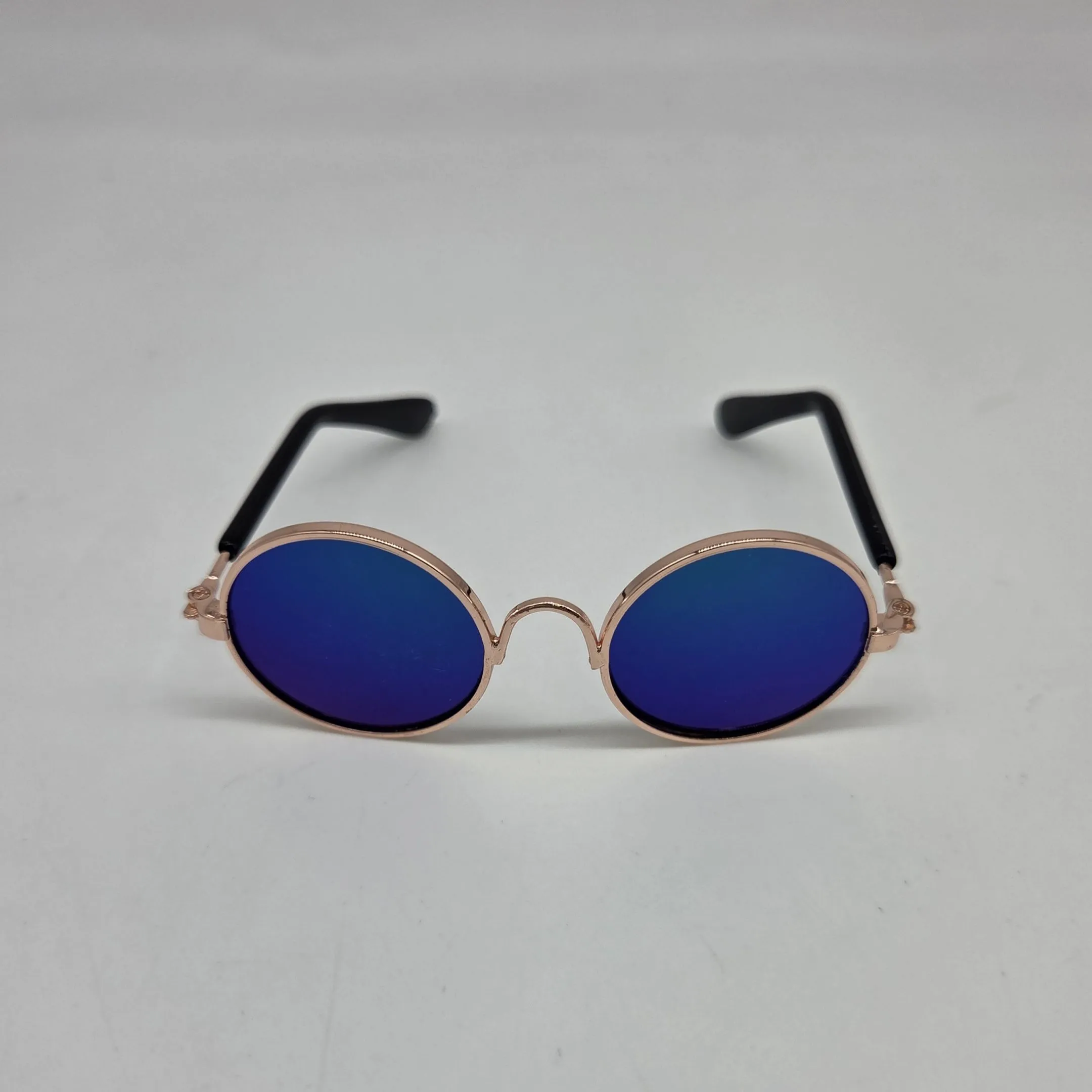 Очки со стеклом металл Круглые 8см цв.зелёный/синий зеркальный 252-14 для кукол | 1