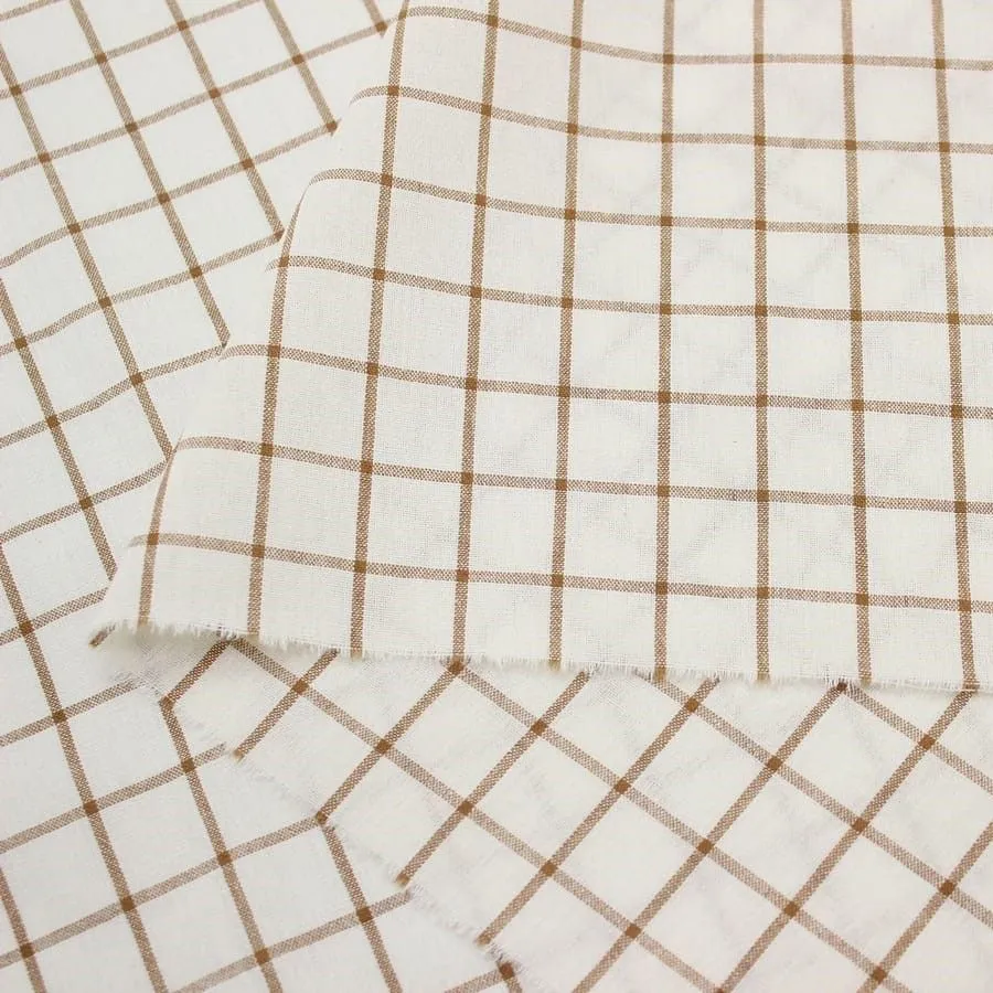 Варёный (стираный) хлопок Клетка (1,7*1,7см) цв.коричневый на молочном 45*50см 26997 для кукол | 2