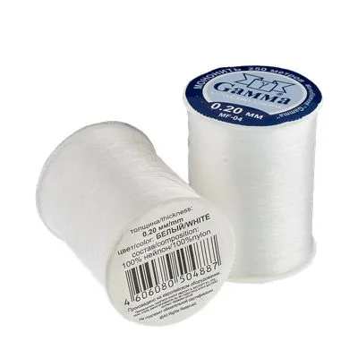 Мононить Gamma MF-04 0,20мм 250м 100% нейлон цв.белый для кукол