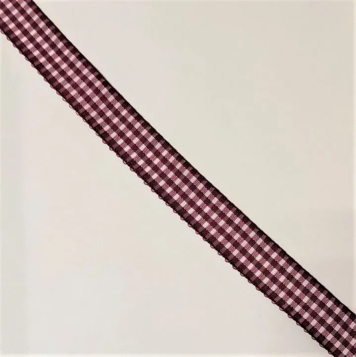 Тесьма декоративная бордовая  клетка мелкая  25мм цв.03 ТВУ-250-3 для кукол